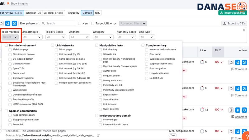 Sử dụng Semrush để kiểm tra có toxic link hay không
