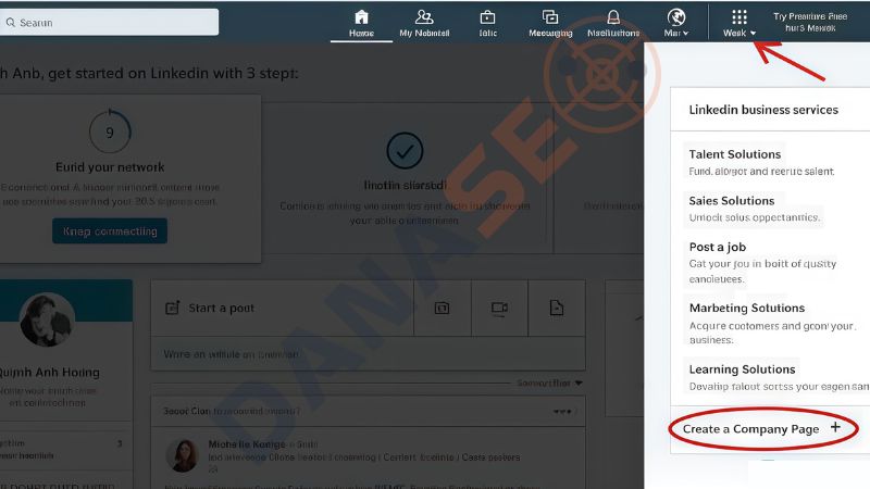 Sử dụng đến linkedIn Company Page 