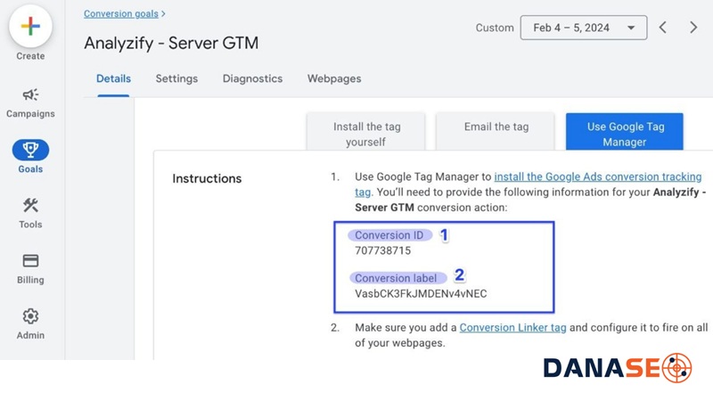 Bước 2: Lấy thông số Conversion ID và Conversion Label