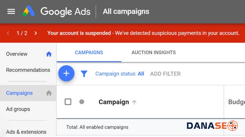 Tài khoản Google Ads bị tạm ngưng