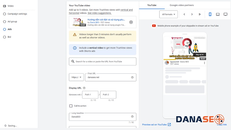 Bước 5: Thêm Video, gắn Tracking và xuất bản